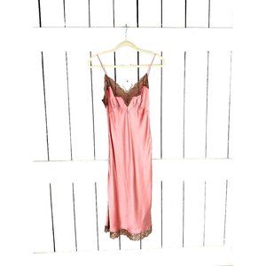 Vintage Victoria's Secret dusty rose blush pink silk lace lingerie slip